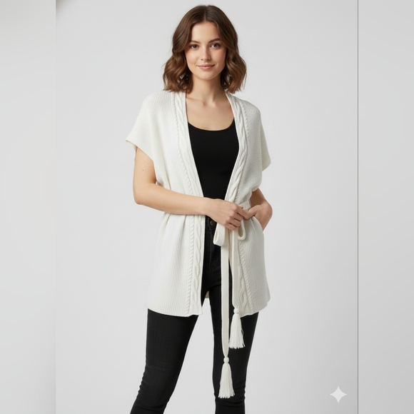 New York & Company White Open-Front Cardigan - Picture 2 of 6